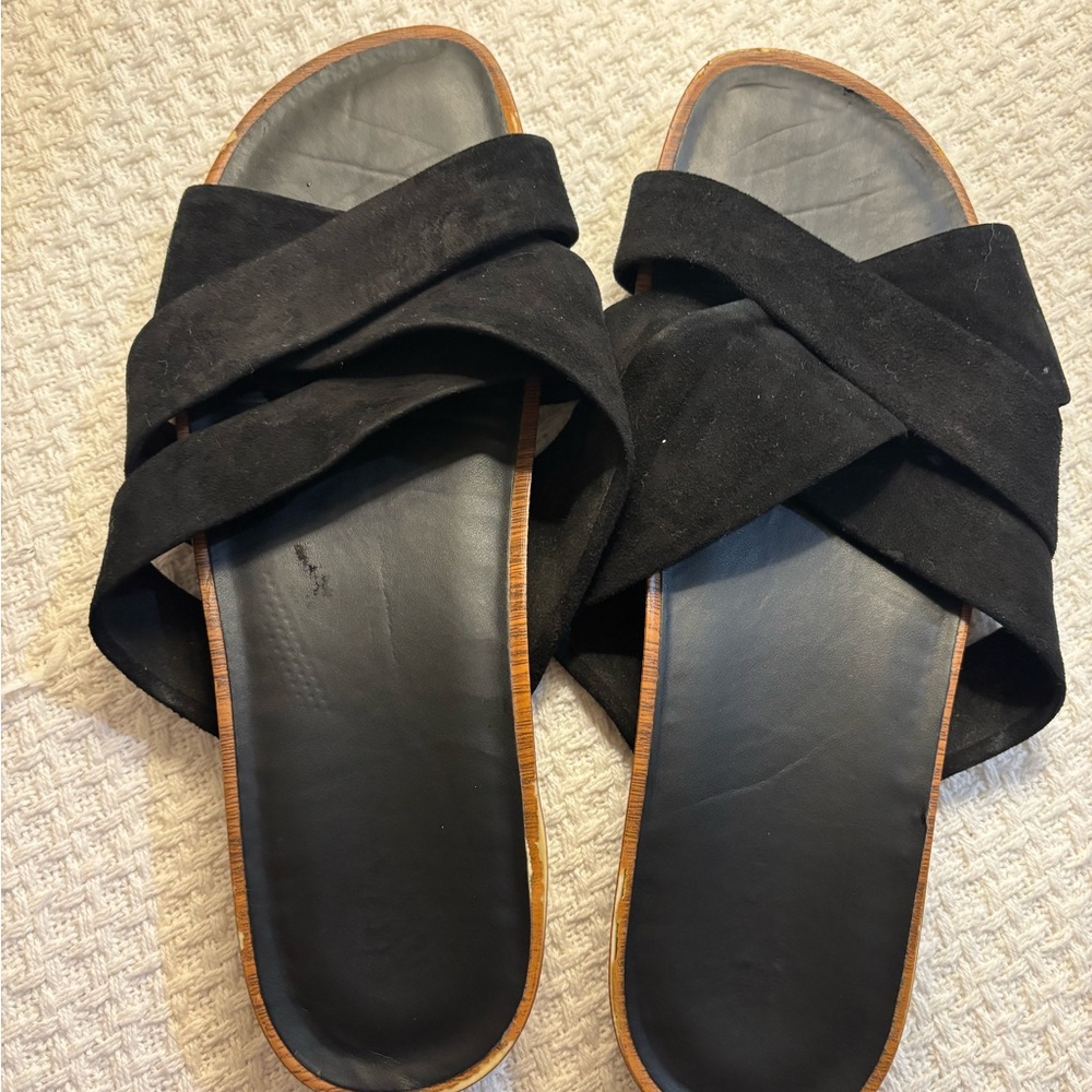 Cole Haan Black Sandals with Criss-Cross Design Size 11